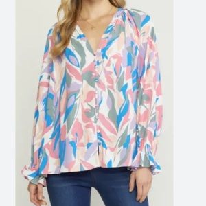 Entro colorful flowy top size medium